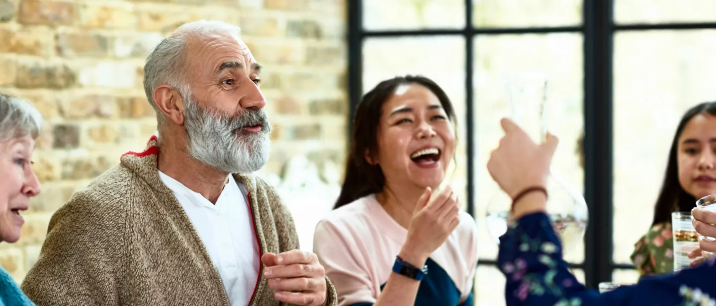 Laughing woman and man