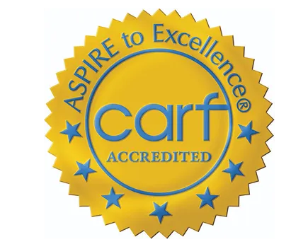 CARF Accredited Aspire to Excellence logo