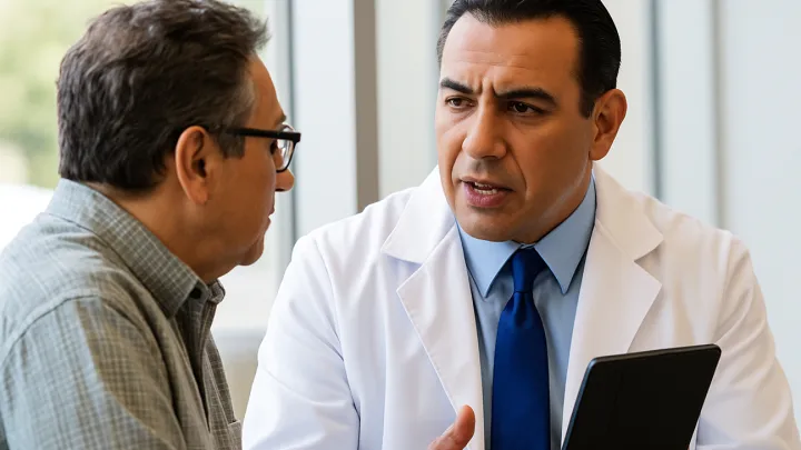Doctor with a tablet consulting with a patient