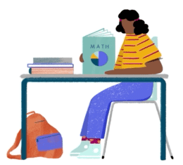 Animated graphic of Erica studying
