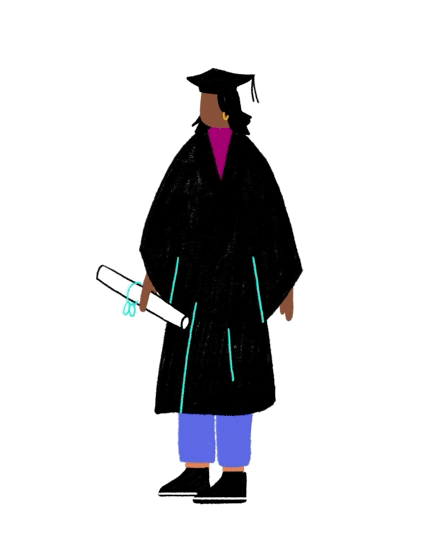 Animated graphic of Erica graduatinig