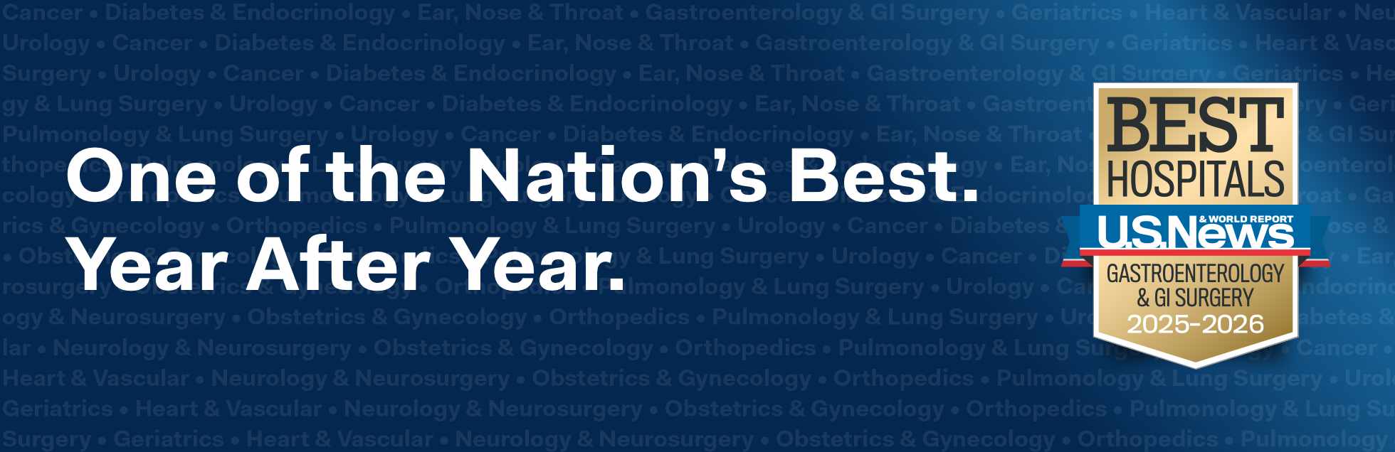 US News Banner that says One of the Nation's Best. Year after year.