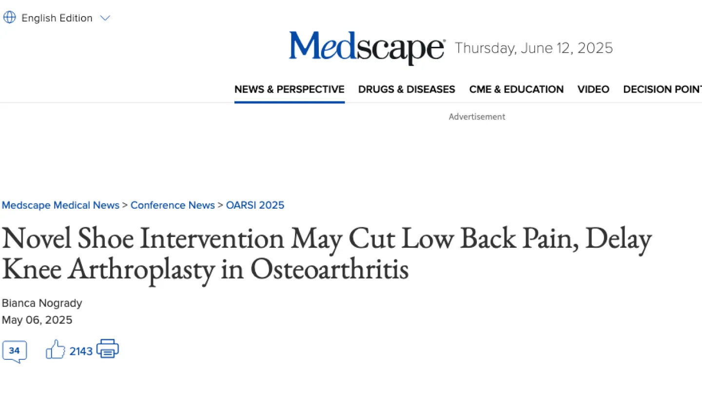 Medscape screenshot of Novel Shoe Intervention Article