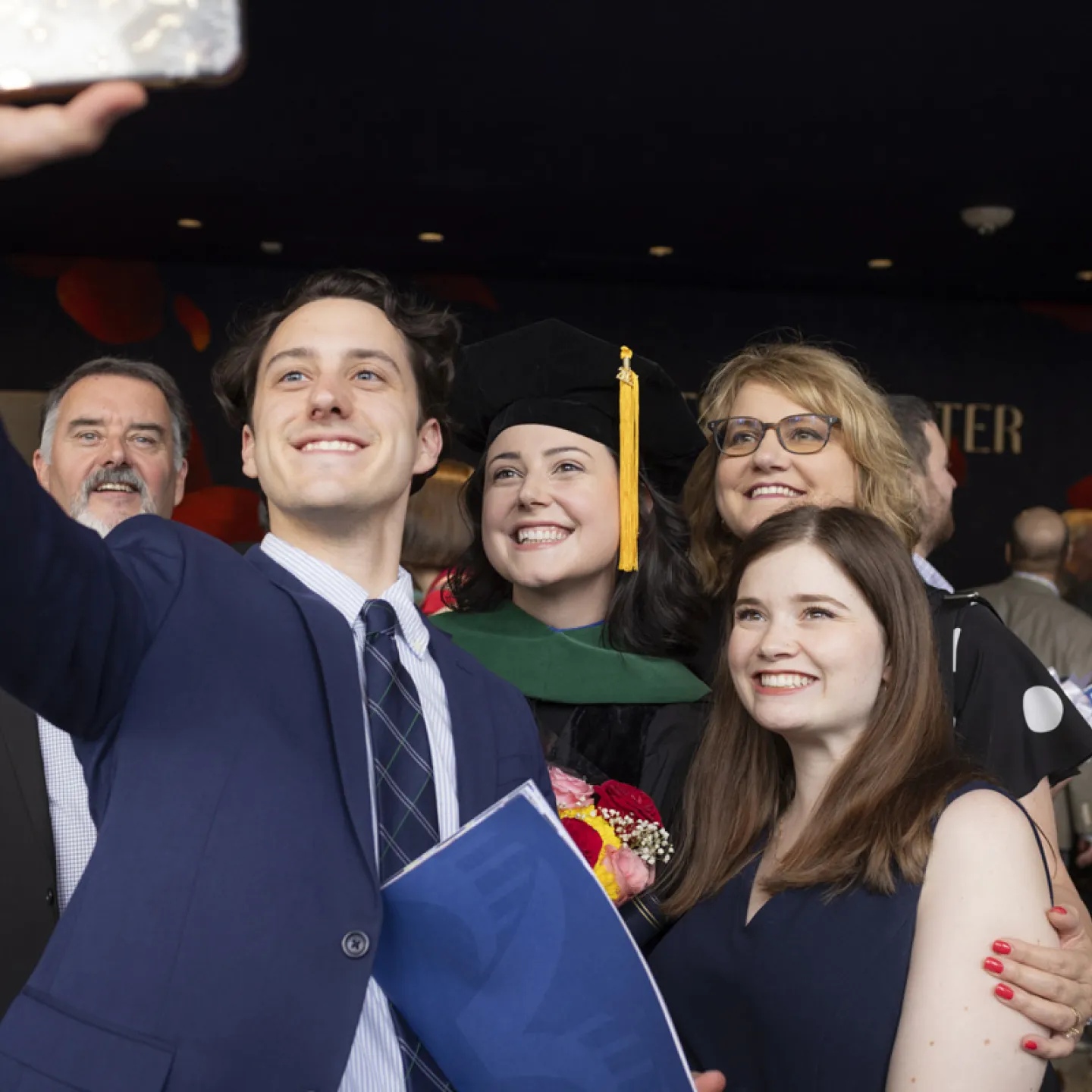 group of students taking selfie