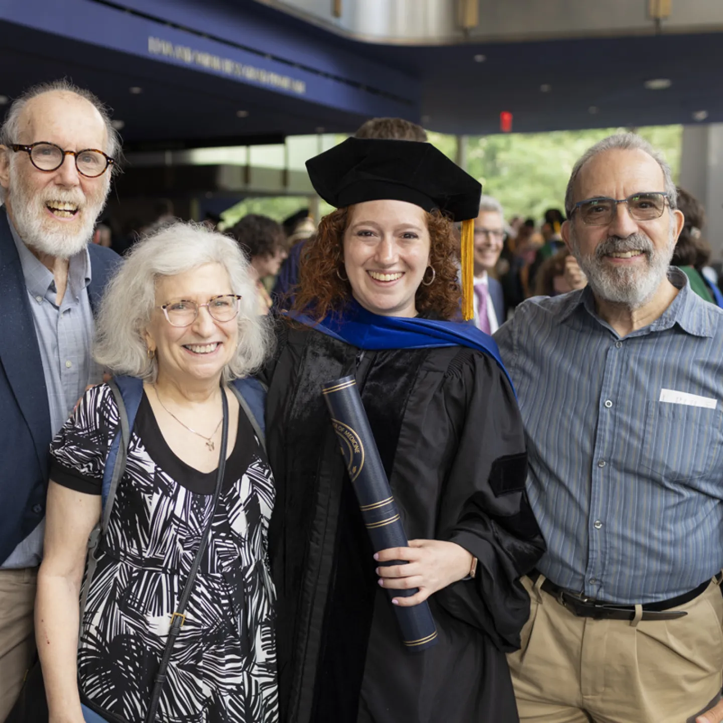 student with her family