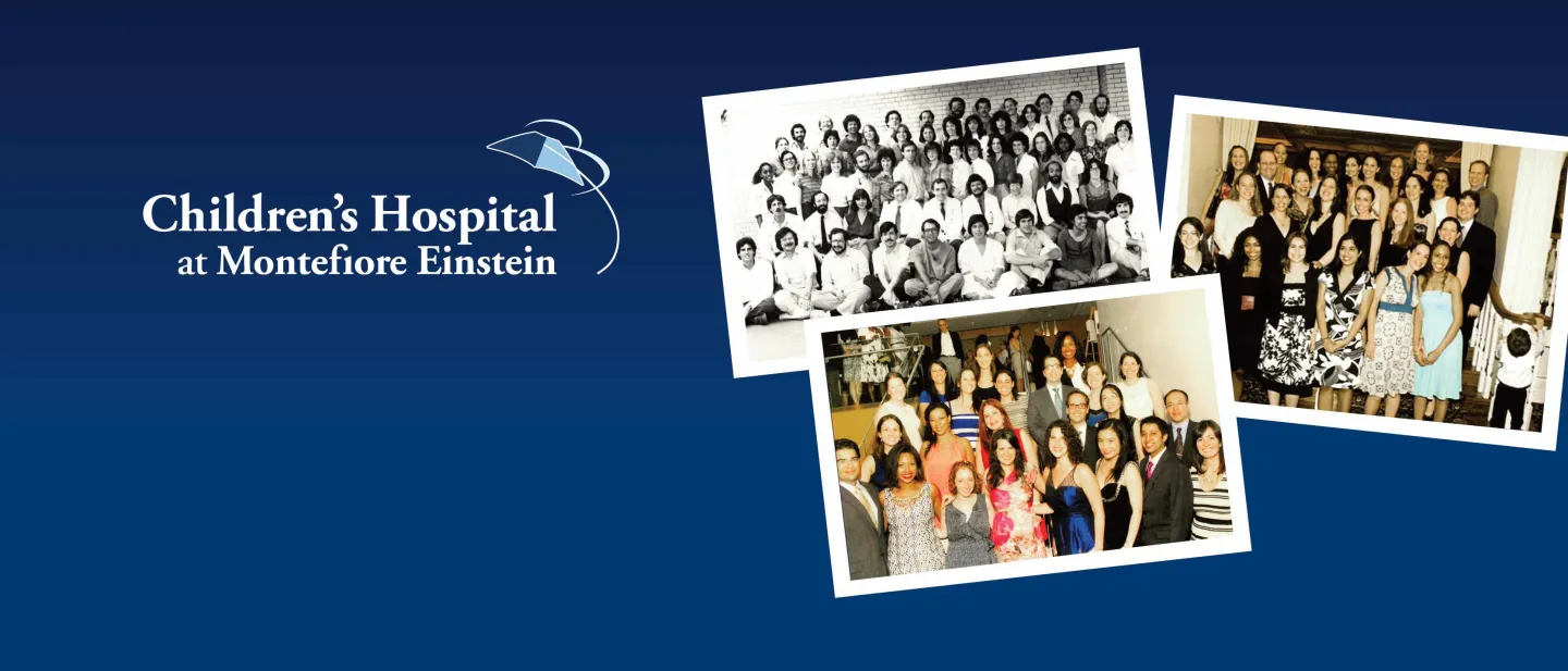 CHAM staff alumni photographs on a gradient blue background.