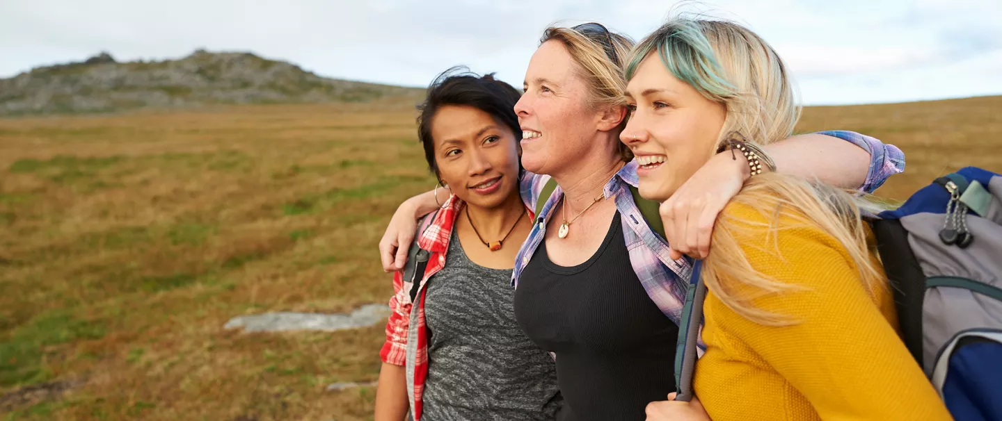 A group of friends hiking 