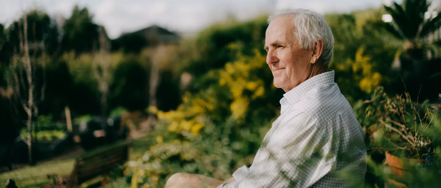 A man sitting outside enjoying the view