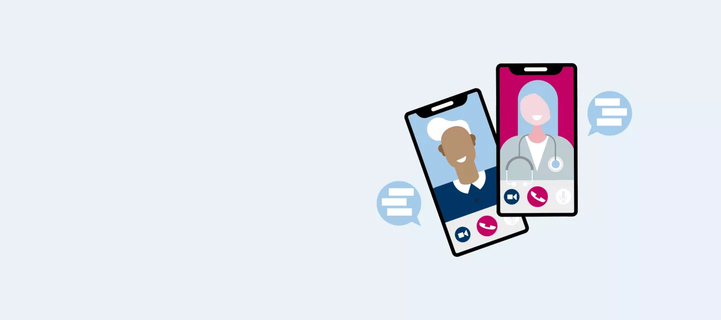 Illustration of two smartphones with patient and physician