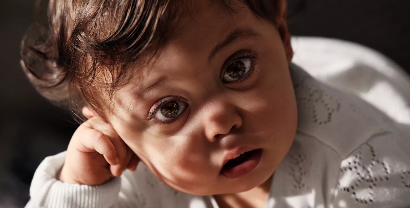 Baby Adriana looking at the camera