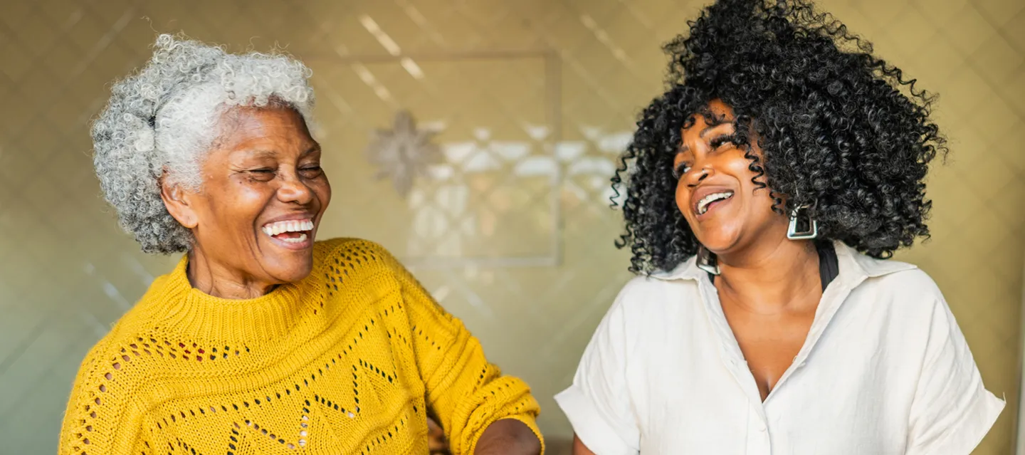 Two women laughing