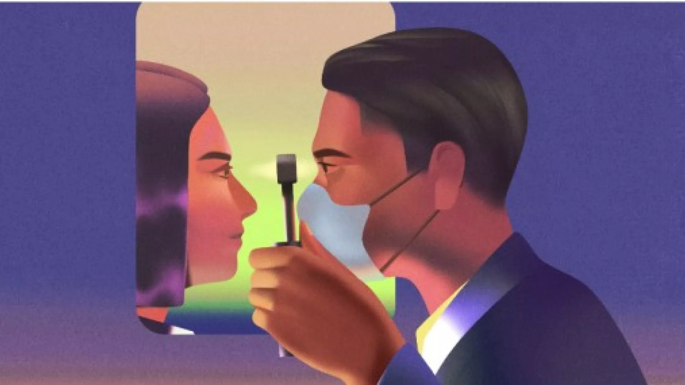 Illustration of physician caring for patient.