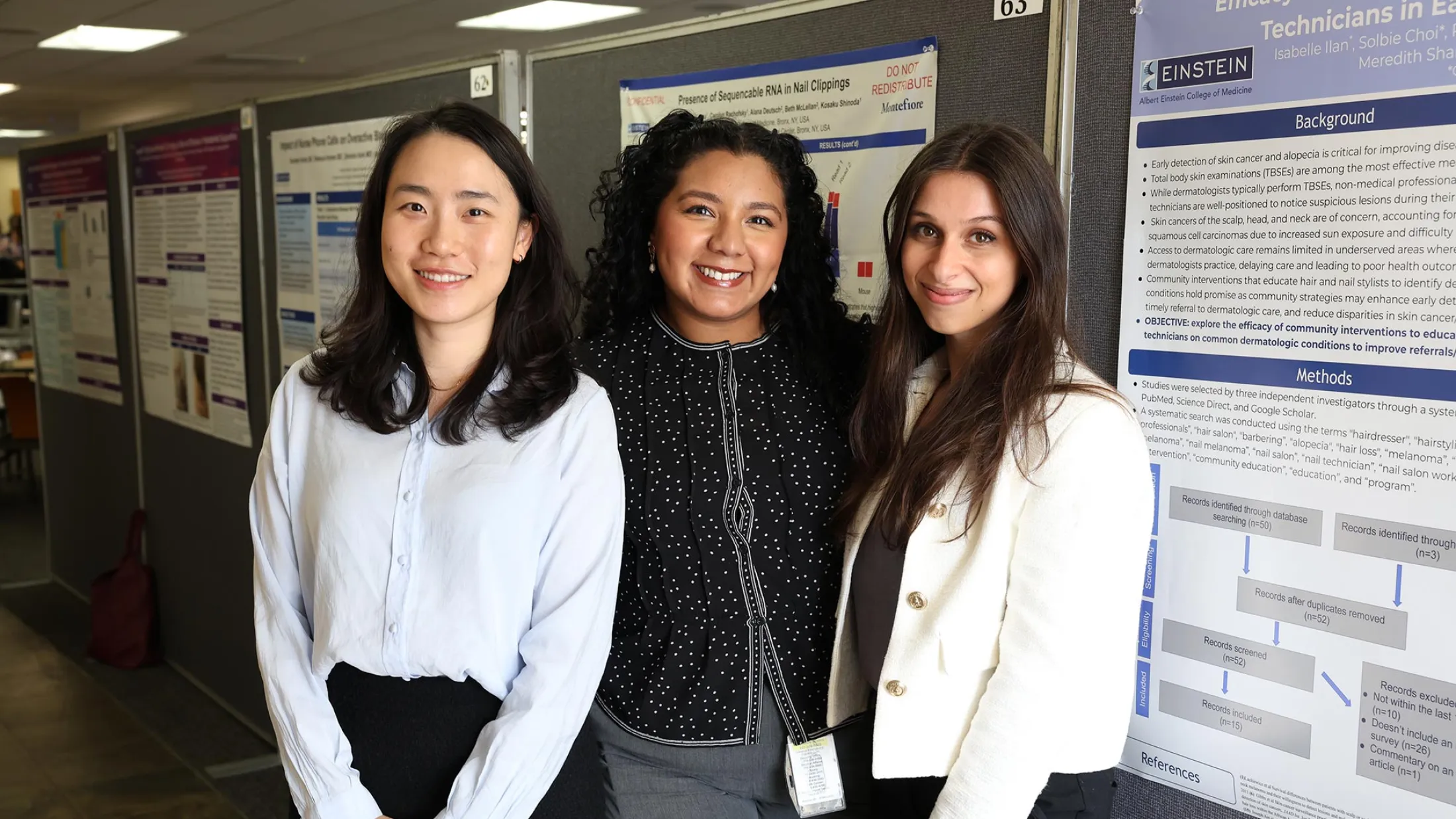 Medical students Sol Bie Choi, Rachel Santana Felipes, and Isabelle Ilan at IMPact Day