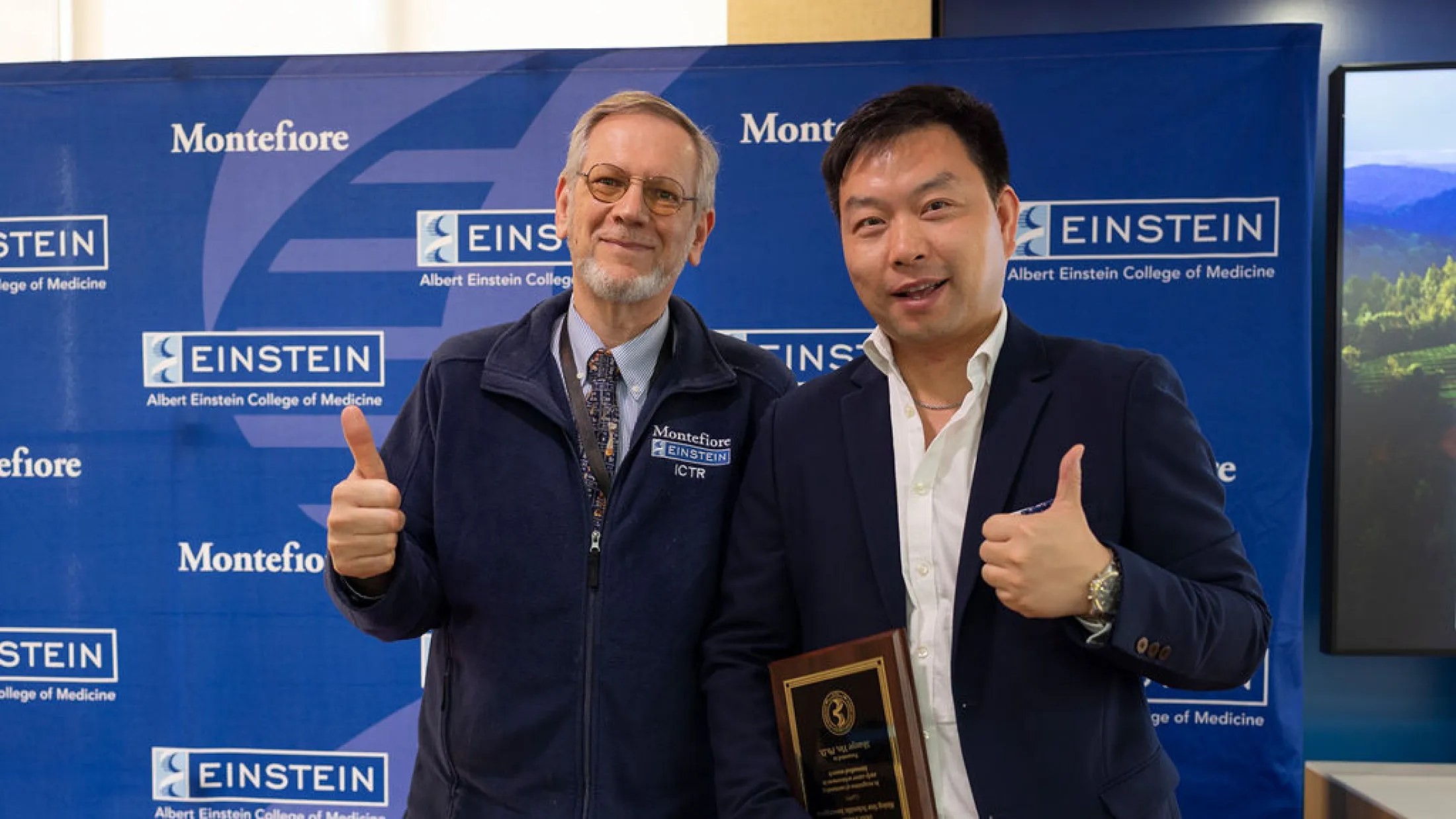 Louis M. Weiss, MD, MPH, and Shanye Yin, PhD, at the Spring Faculty Celebration