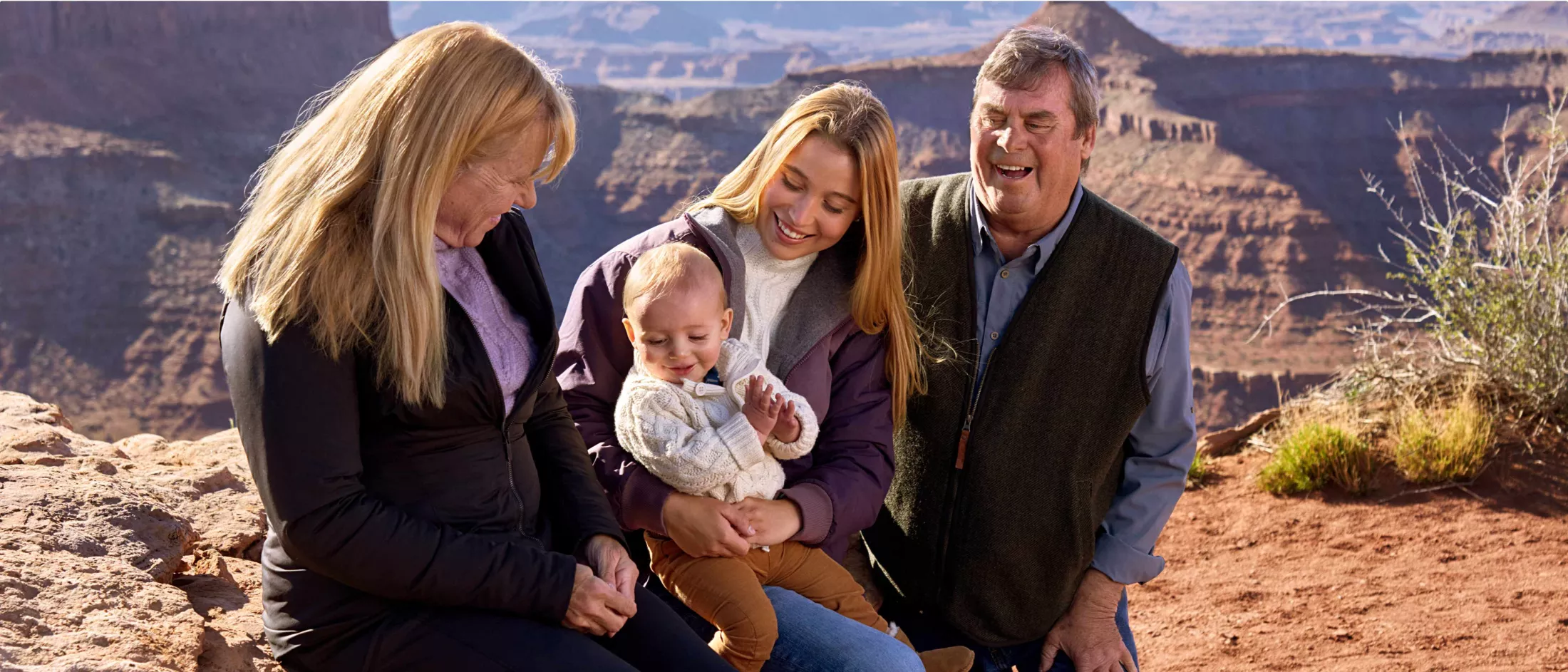 Barbara with baby Jack and family in the Grand Canyon