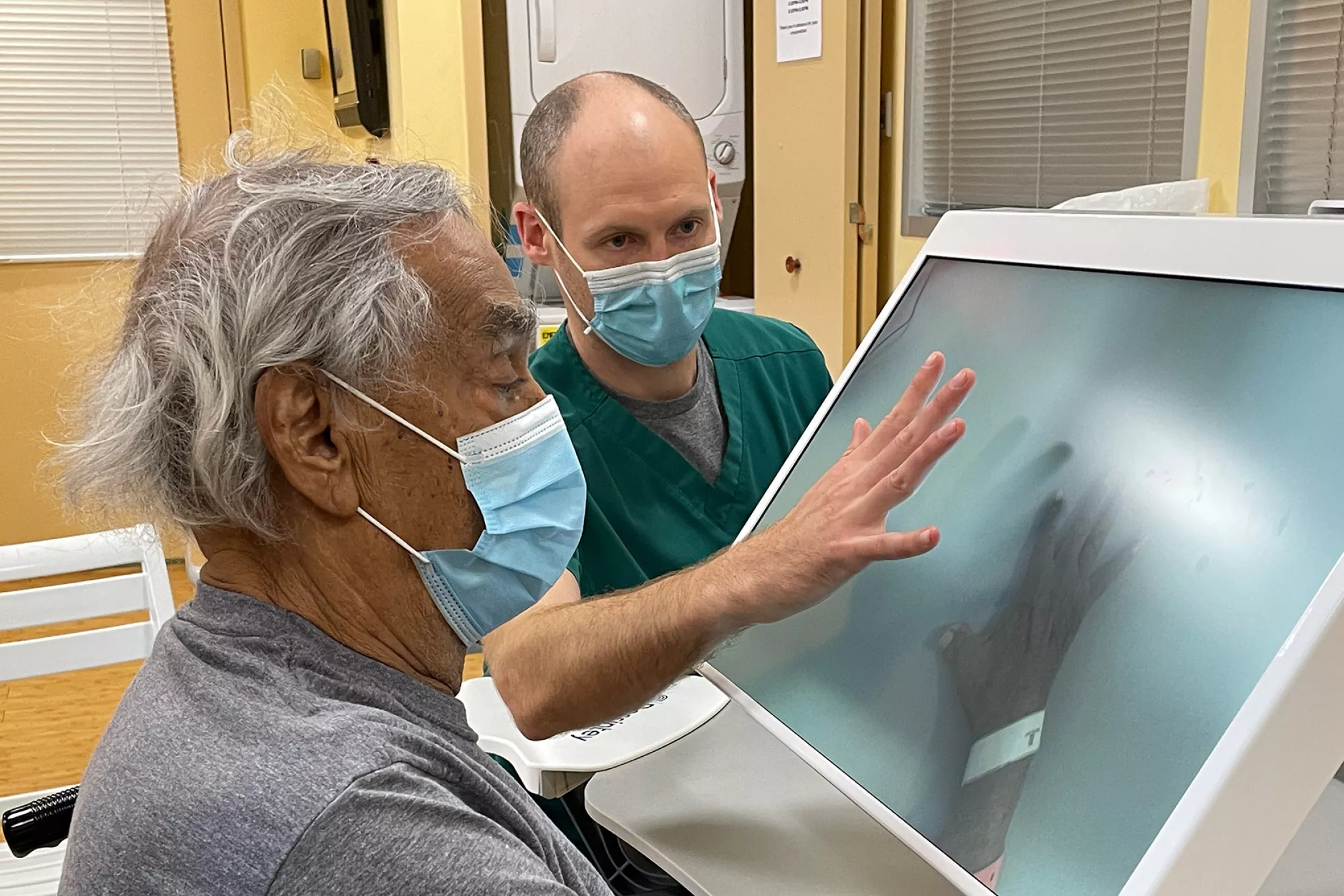 A patient using state-of-the-art technology at a hospital