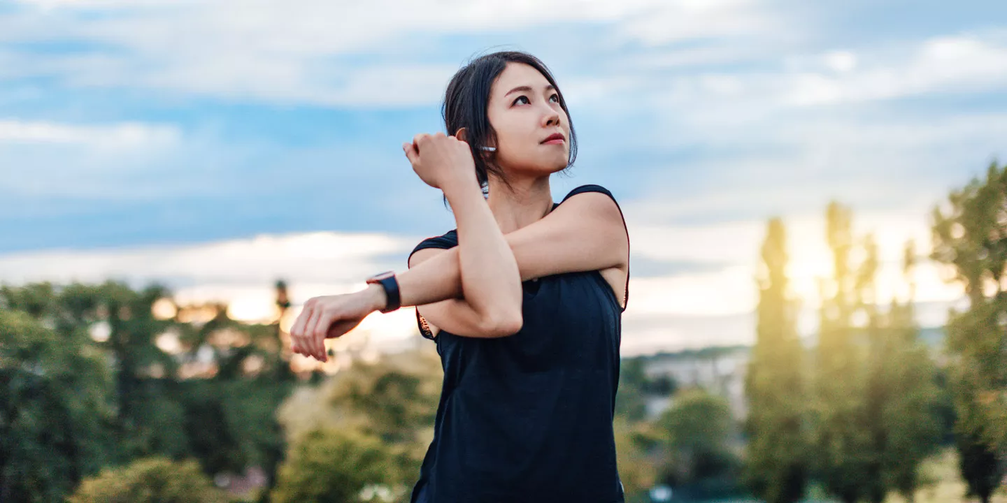 Woman stretching in the park