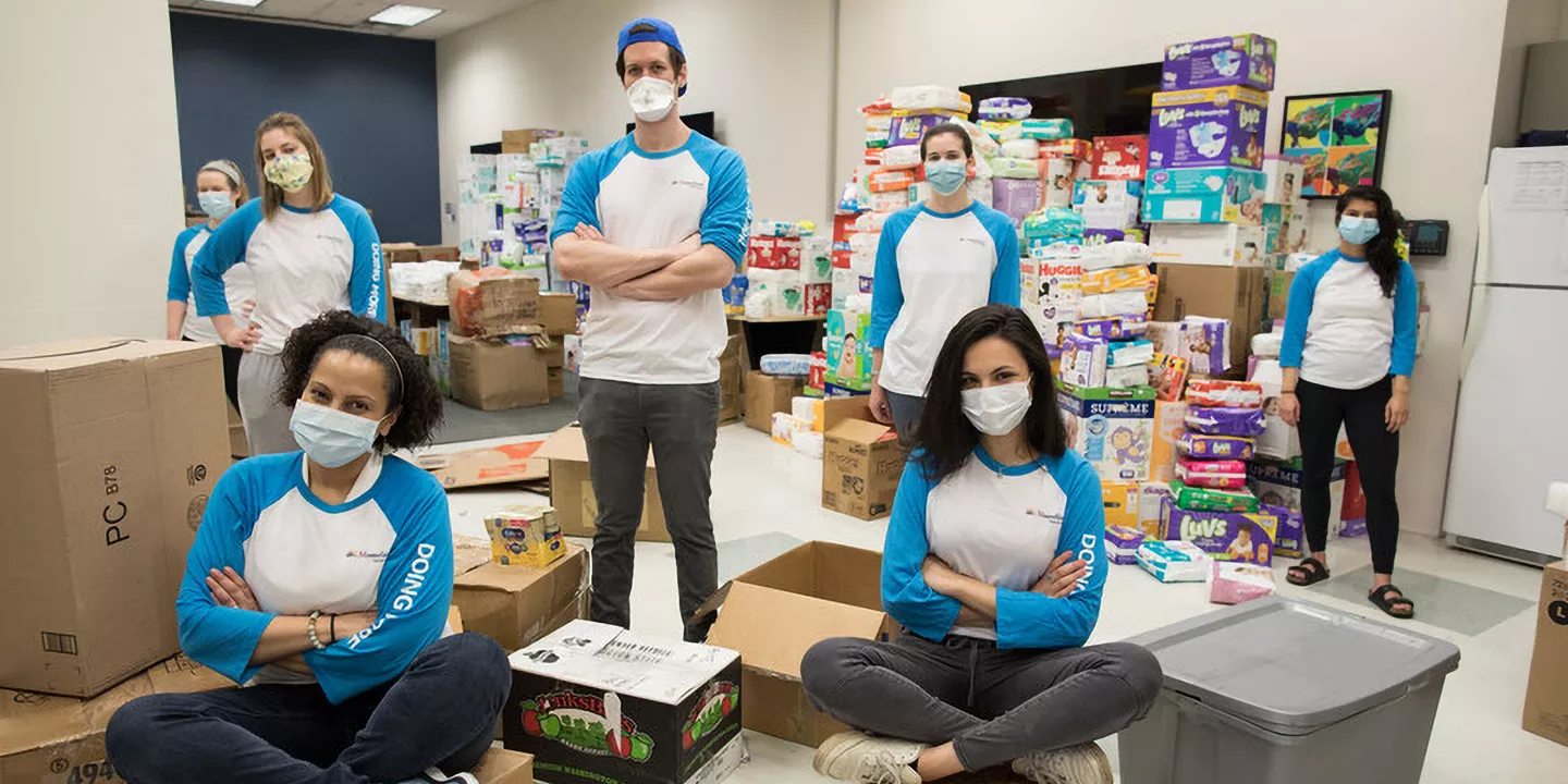 Medical students performing community service.