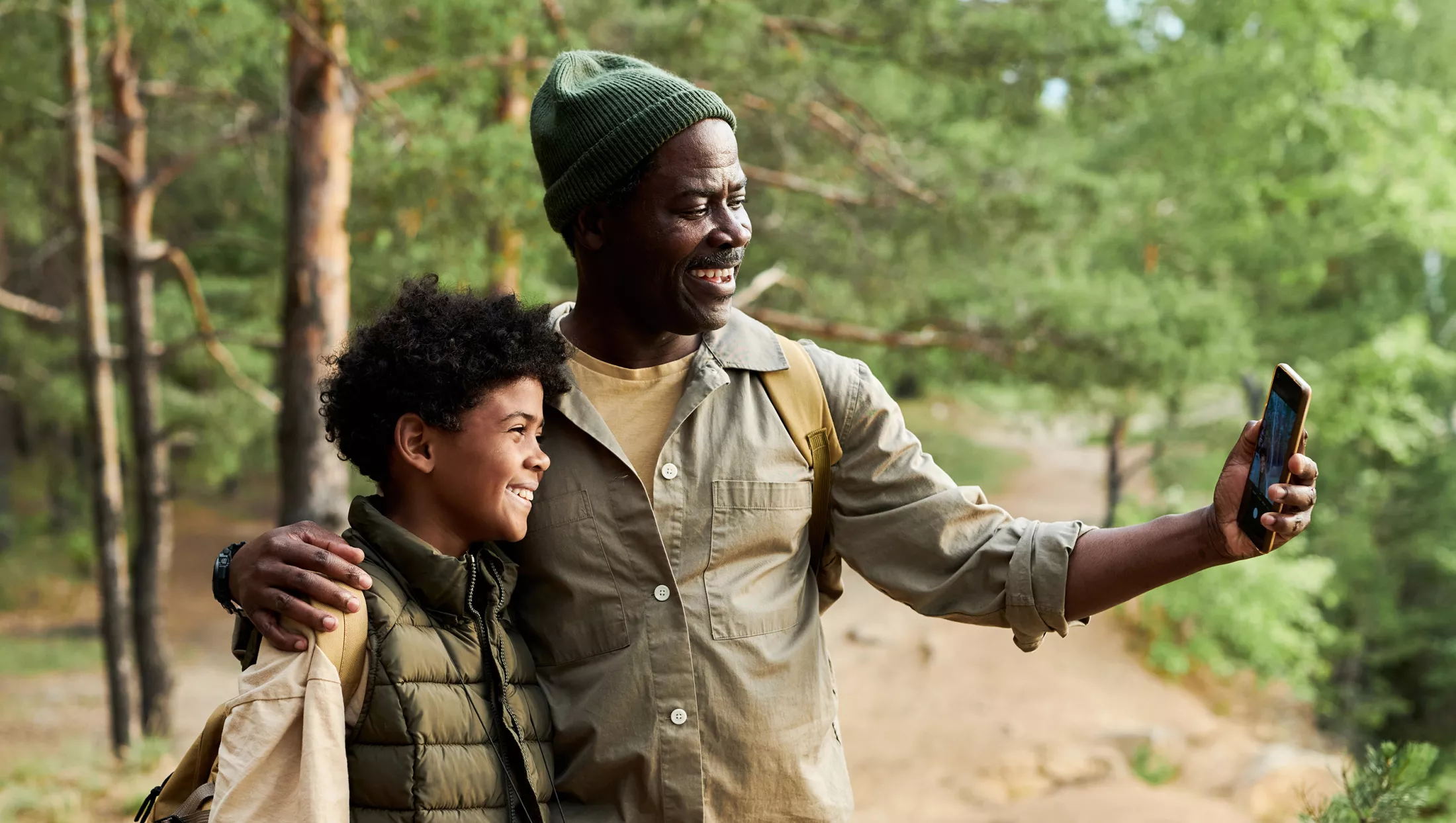 A family having video call on smartphone