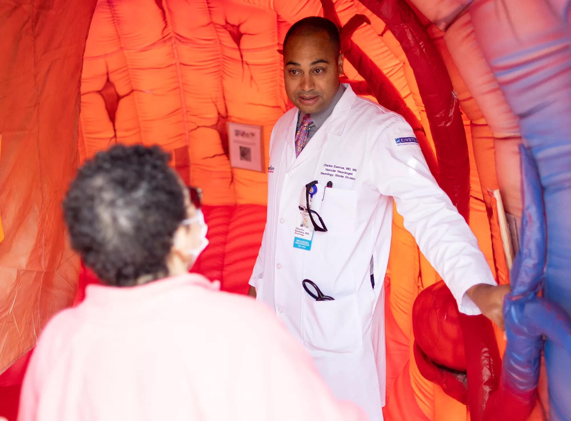 A physician at a stroke awareness event