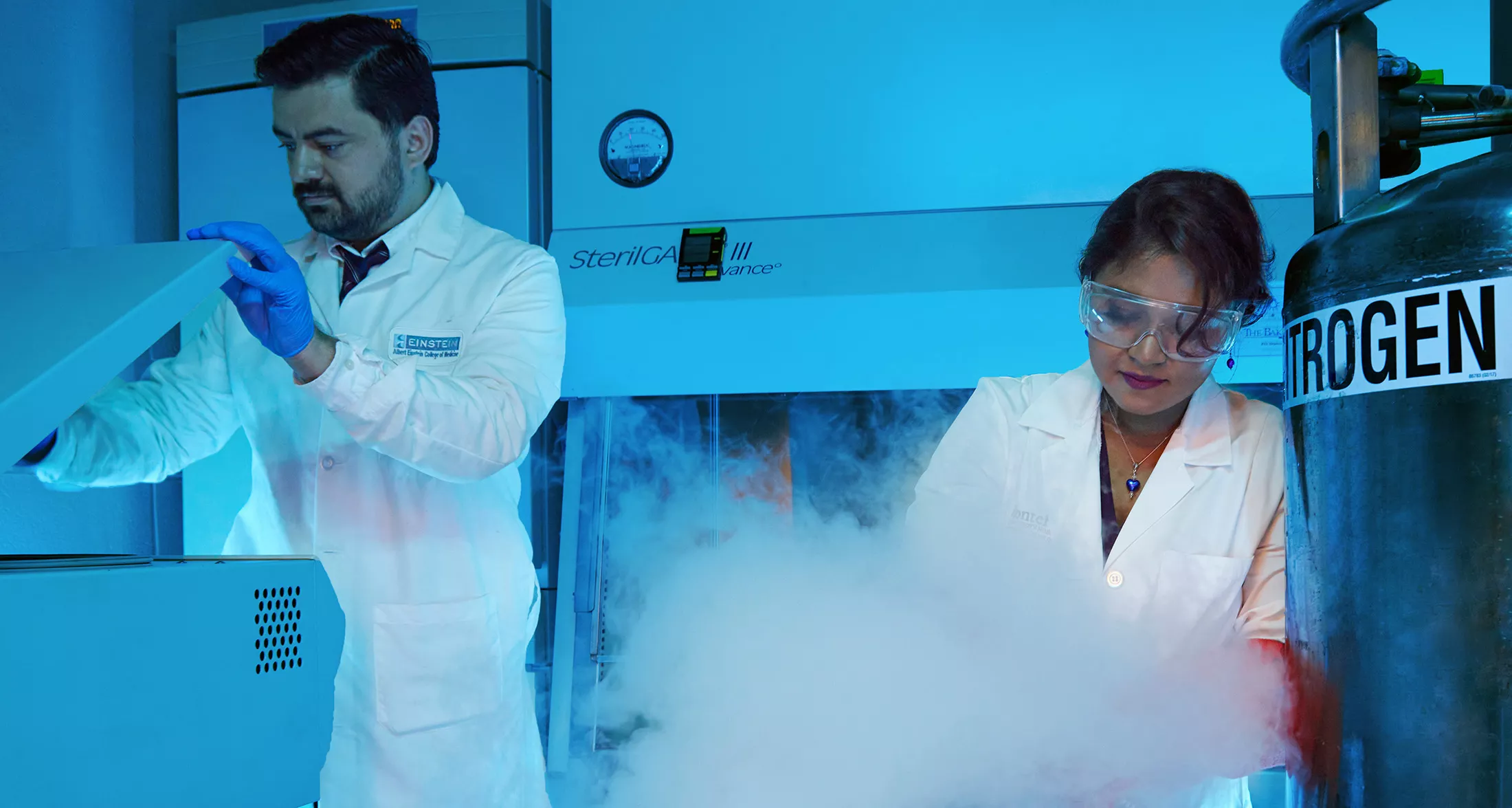 Two researchers in a lab