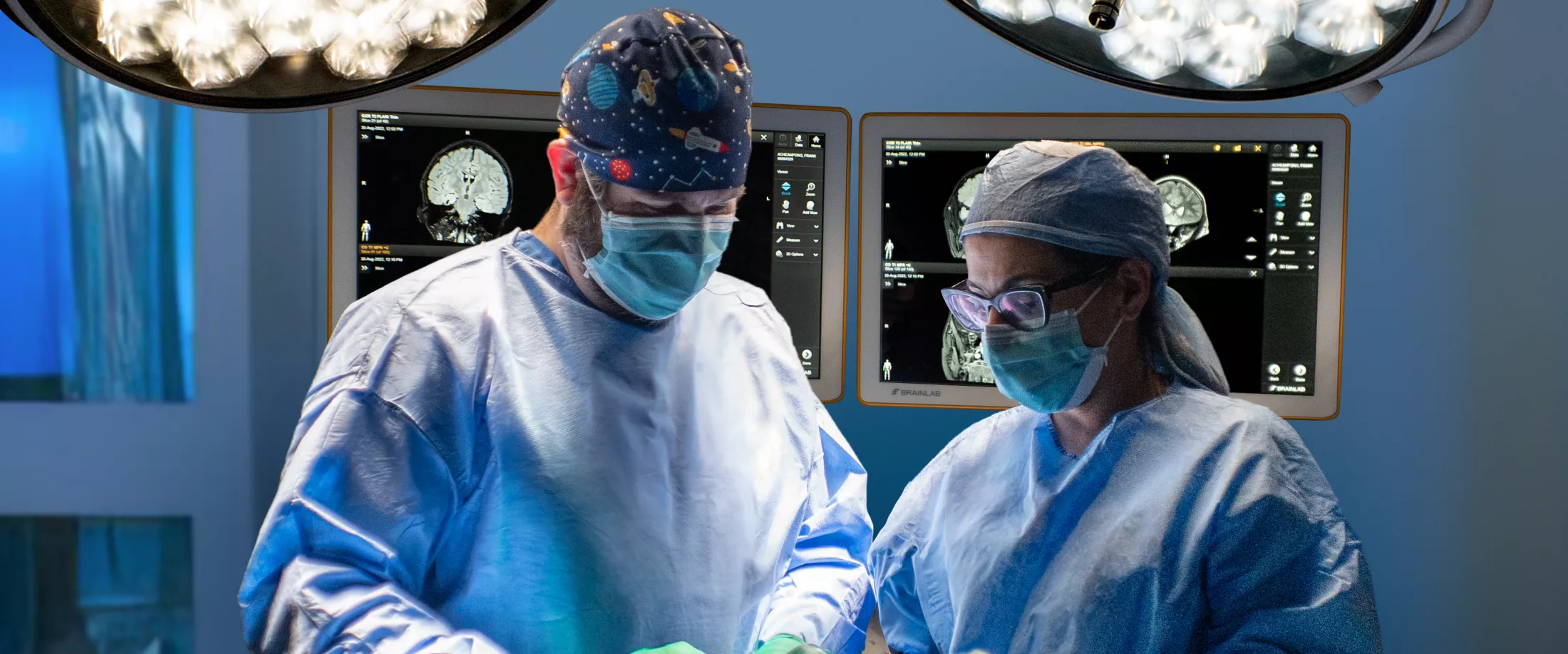 Two pediatric neurosurgeons in the operating room