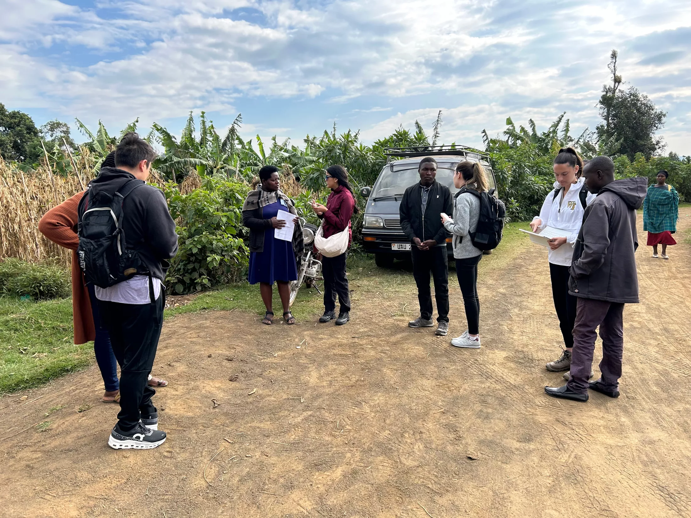 Einstein medical students partnered with secondary school students in Kisoro, Uganda, in June to explore the concept of “One Health.” At far left is Jill Raufman, M.P.H., who is the director of Einstein’s Global Health Fellowship Program. 