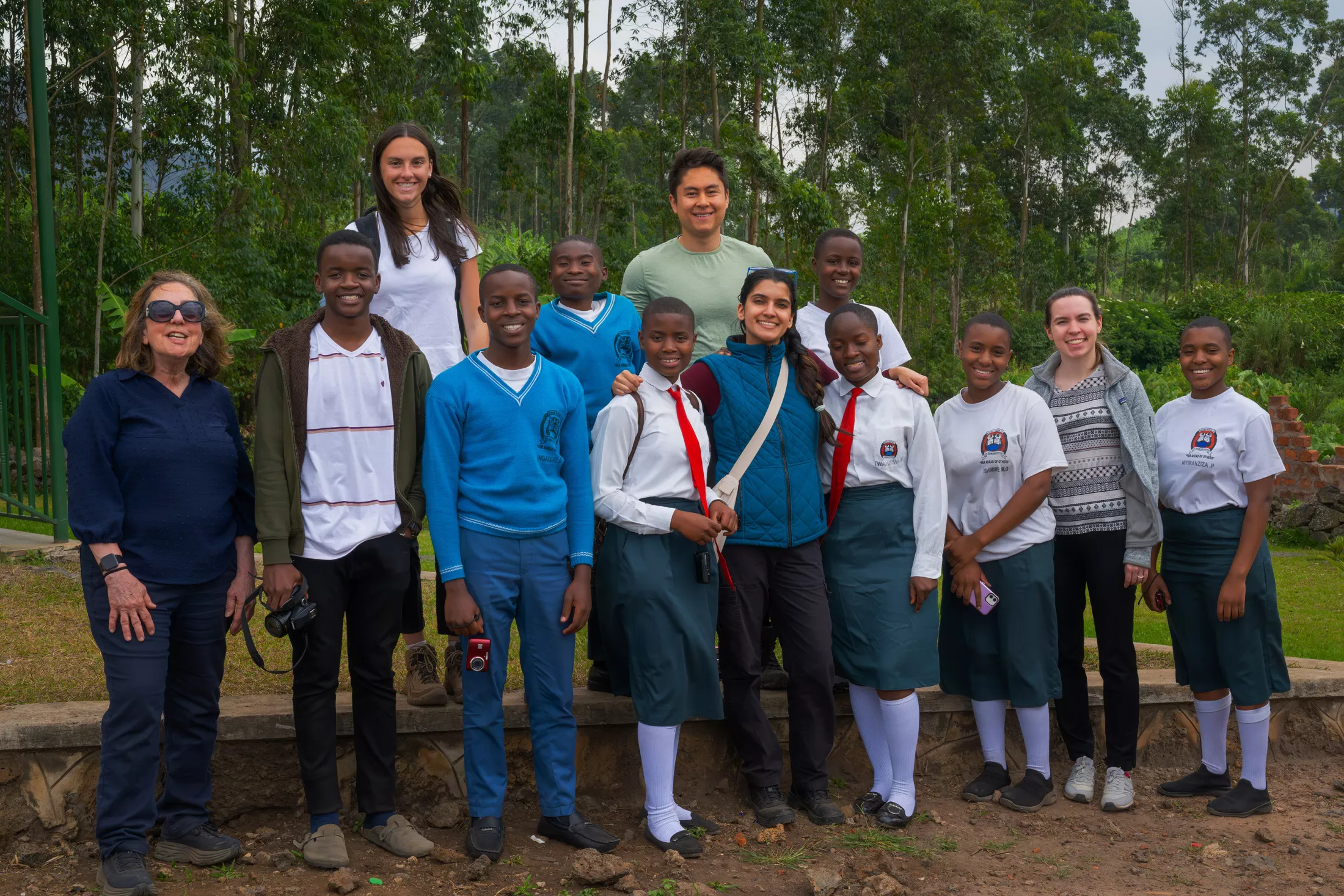 Einstein medical students partnered with secondary school students in Kisoro, Uganda, in June to explore the concept of “One Health.” At far left is Jill Raufman, M.P.H., who is the director of Einstein’s Global Health Fellowship Program. 