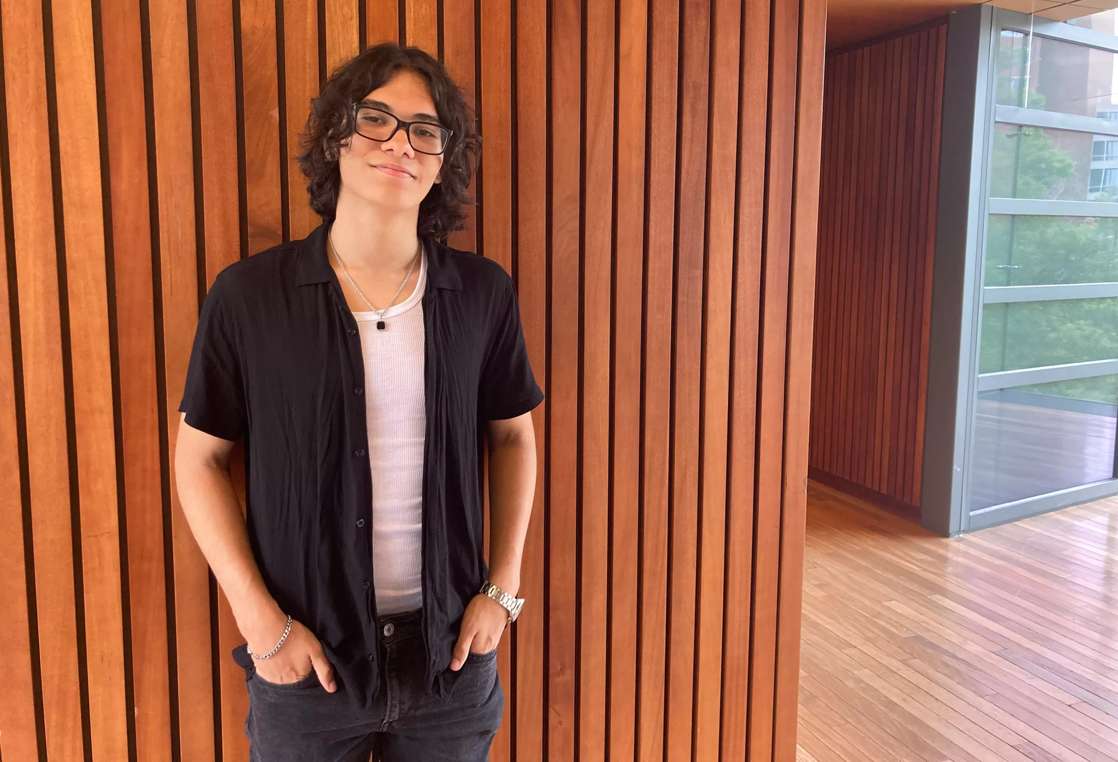 High school student Jose Nieves attends the Bronx Engineering and Technology Academy and was part of the group from the Bronx River Alliance that visited Albert Einstein College of Medicine last summer. 