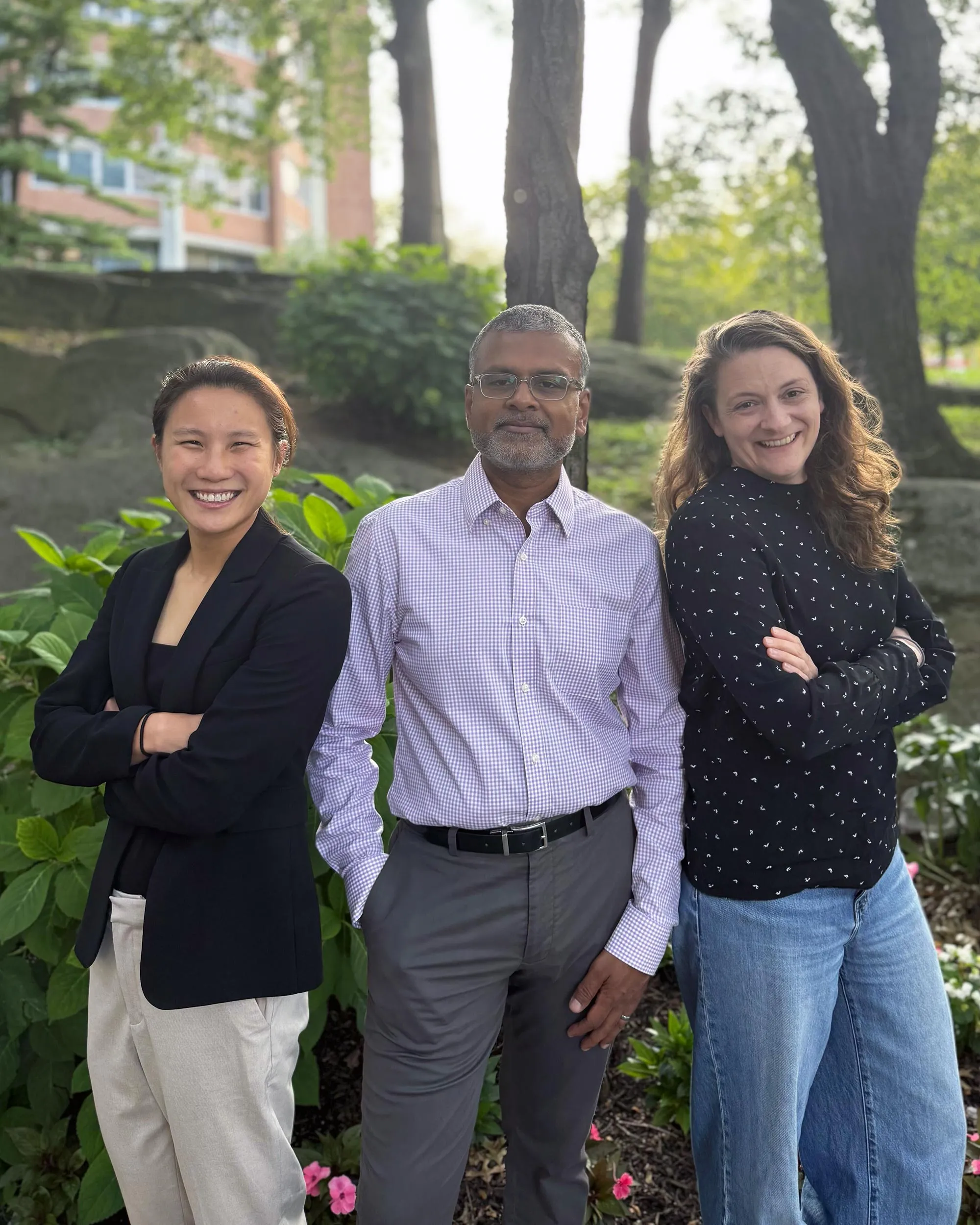 Einstein co-authors (from left): Alexandra Tse, M.S., and current M.D./Ph.D. student, senior author Kartik Chandran, professor of microbiology & immunology, Ph.D.; Eva Mittler, Ph.D., research assistant professor of microbiology & immunology.