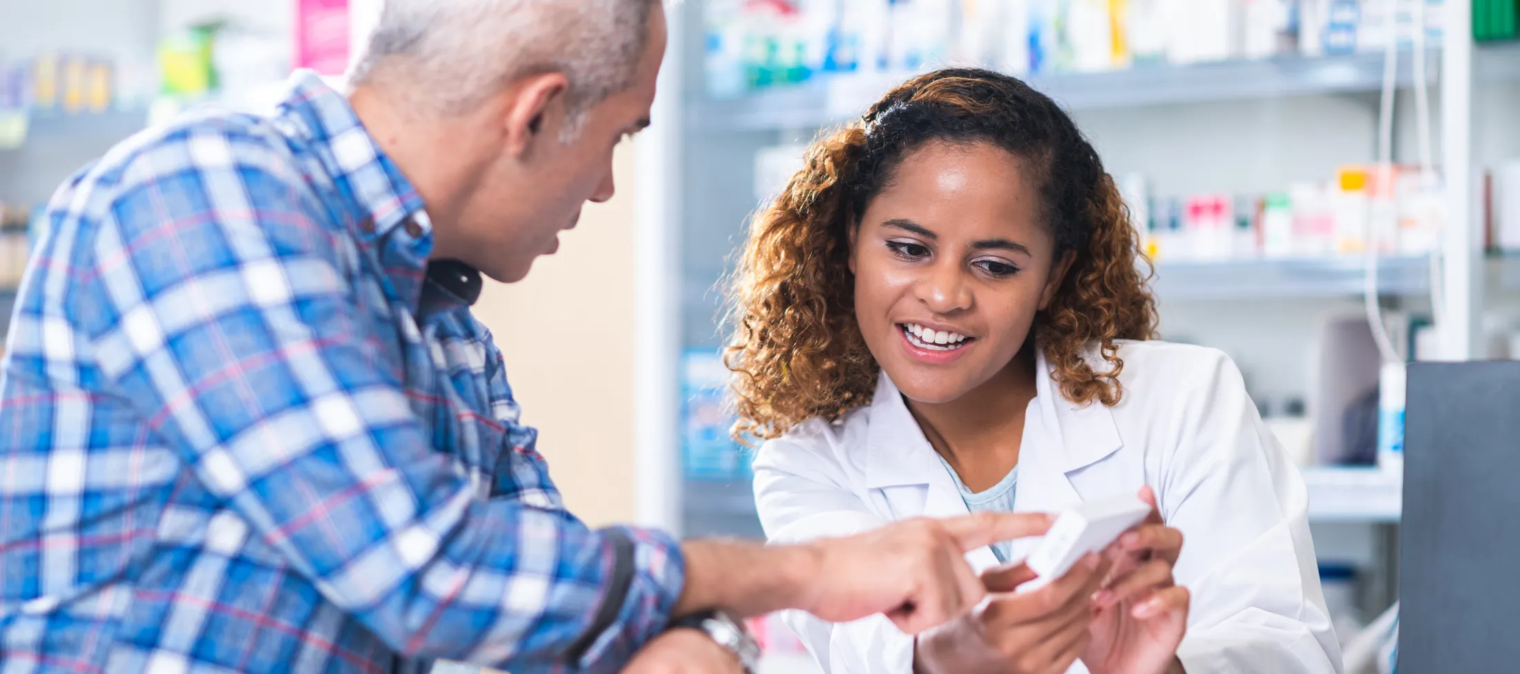 Pharmacist giving info