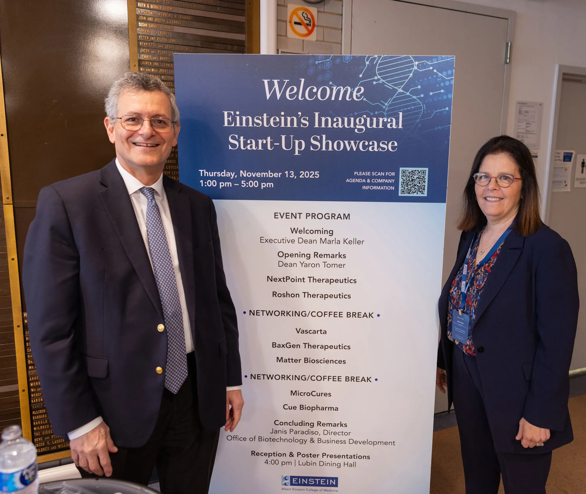 Yaron Tomer, M.D., the Marilyn and Stanley M. Katz Dean, and Marla Keller, M.D., executive dean at Einstein