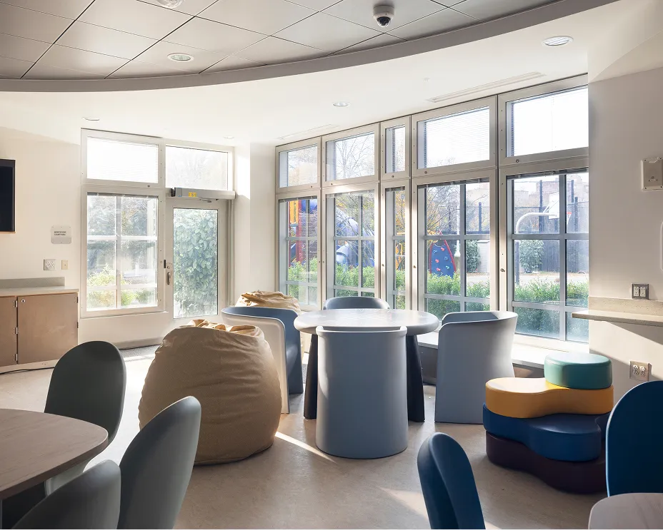 Tables located in the Dining Area at the Center
