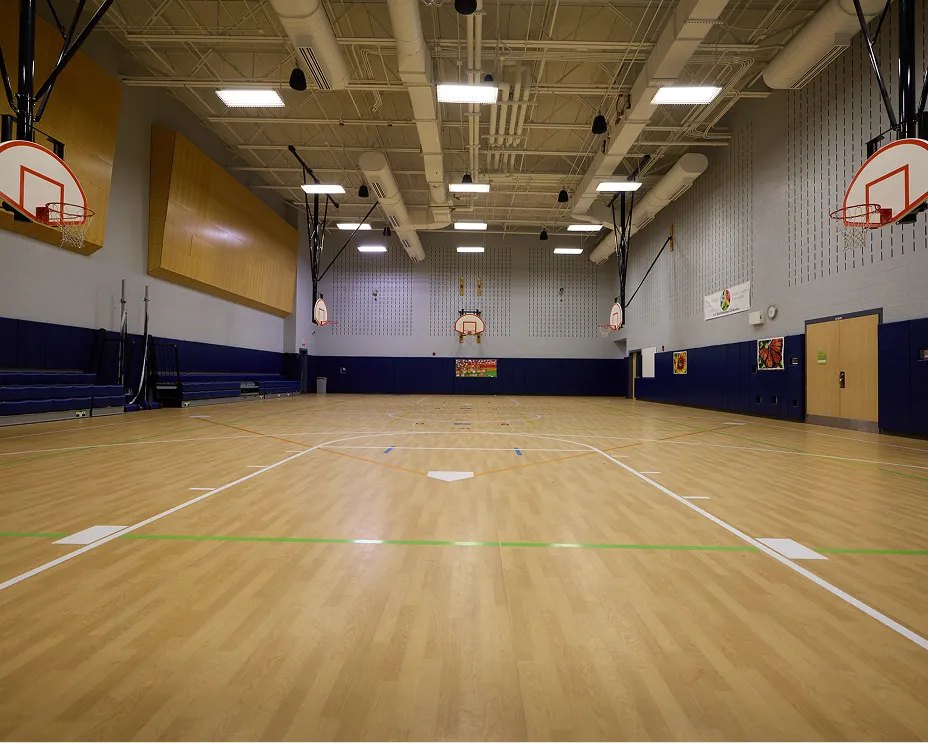 Gym with basketball hoops at the Center