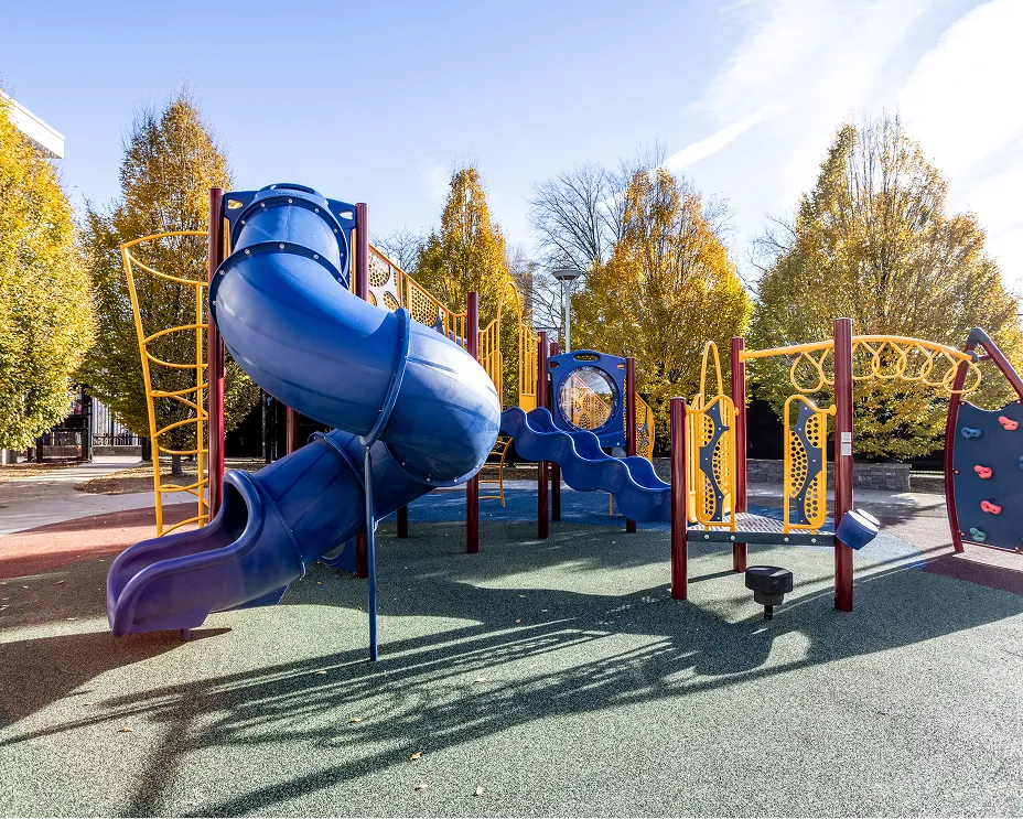 Playground with play equipment at the Center