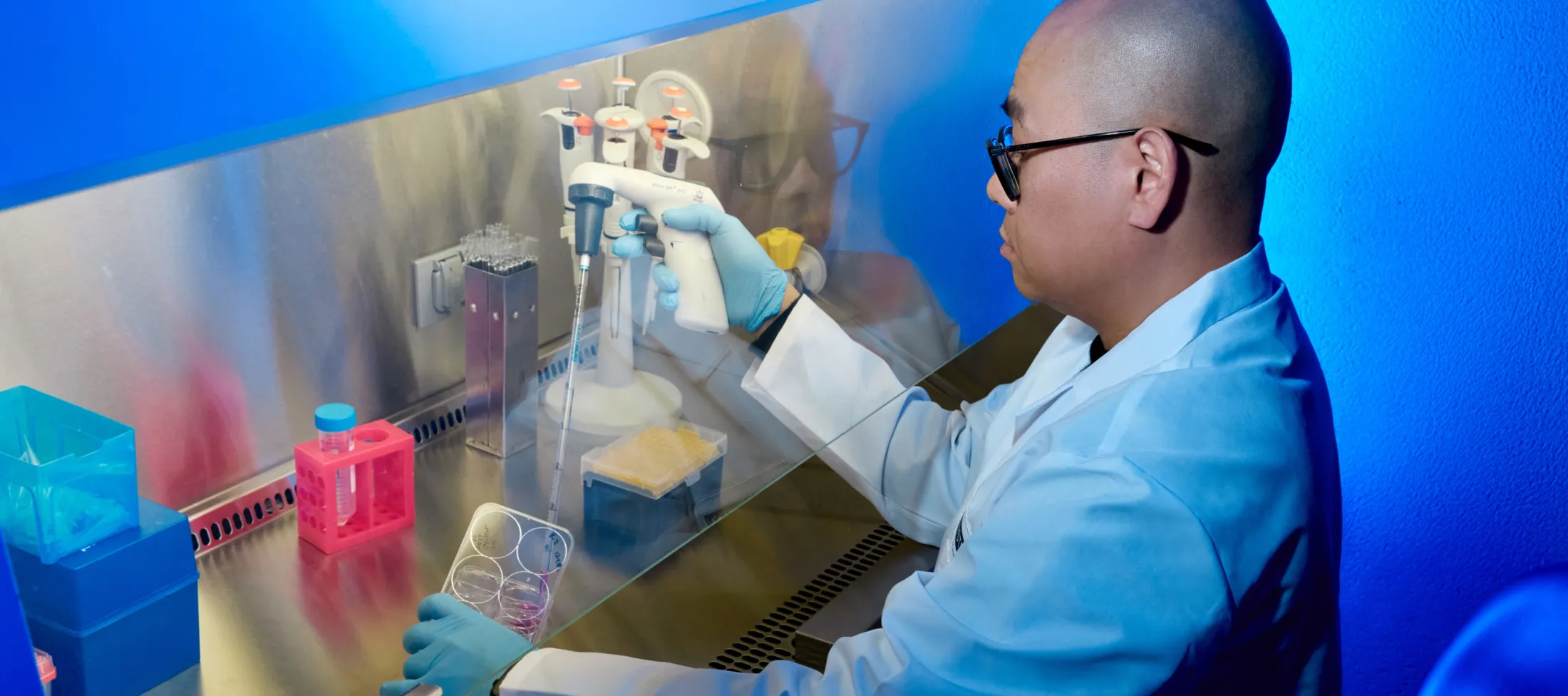 Lab technician preparing samples