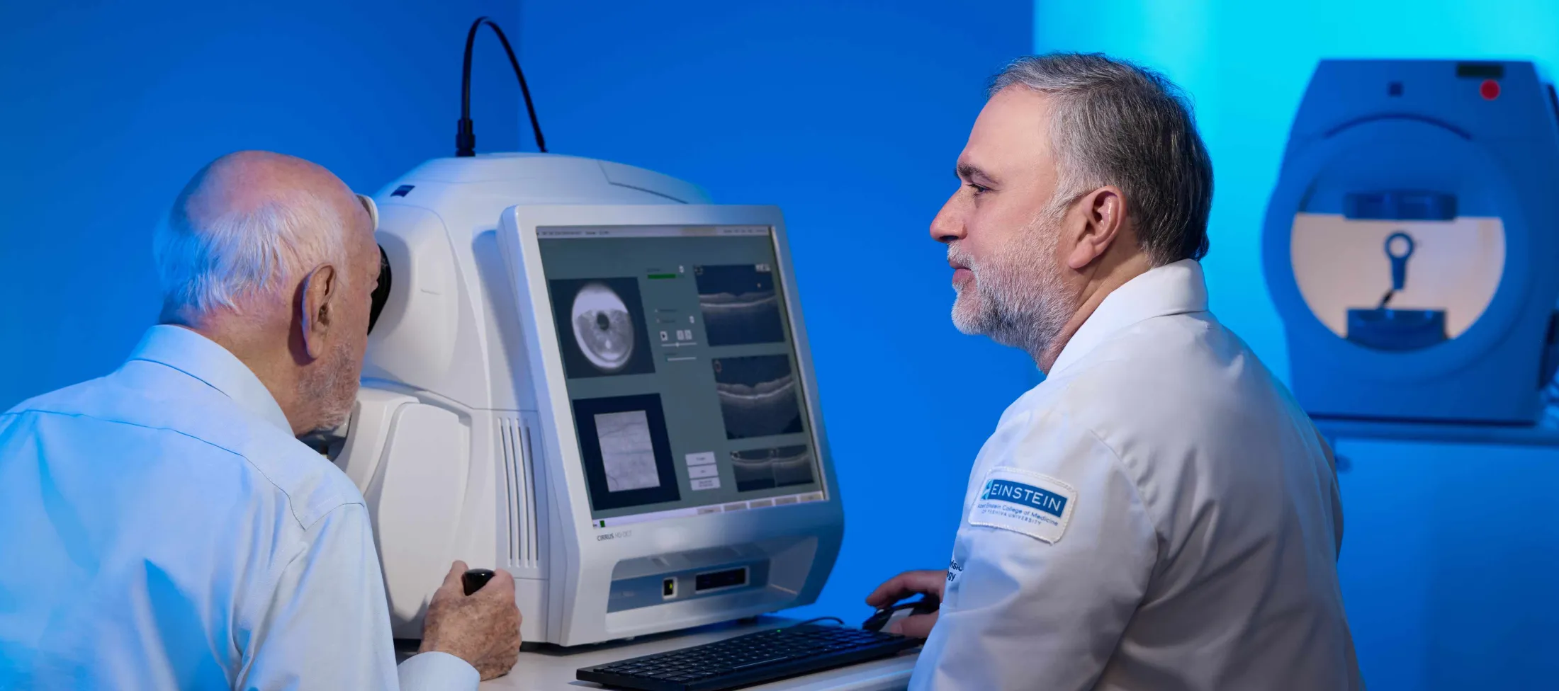 Doctor overseeing an ocular test to a patient