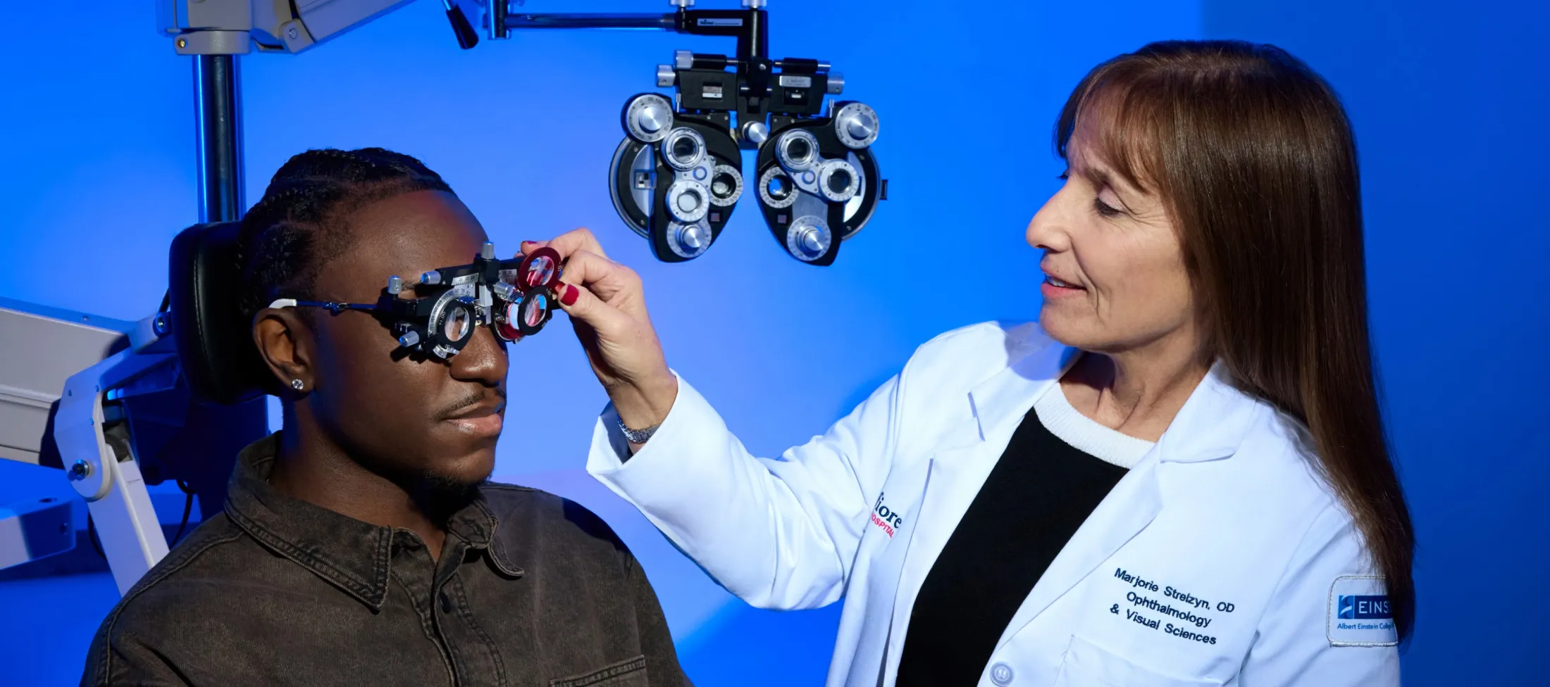 A man receives an eye exam