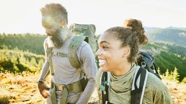 A couple going on a hike 