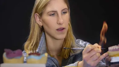 Doctor working on a denture
