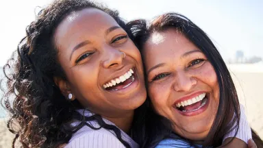 Two women laughing