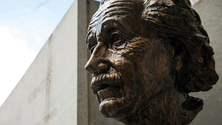 A bust of Albert Einstein