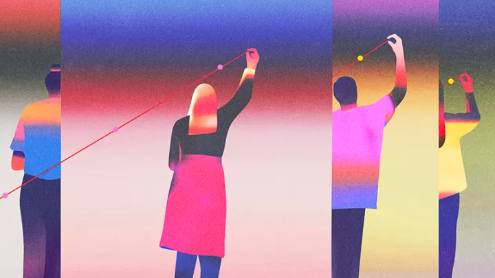 illustration of people moving up