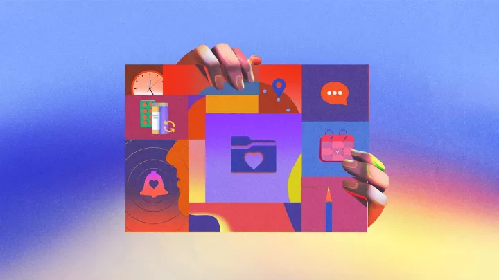 Illustration of hands holding MyChart