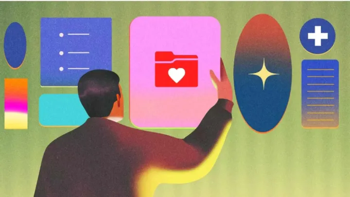 Illustration of a man holding a MyChart icon on his right hand