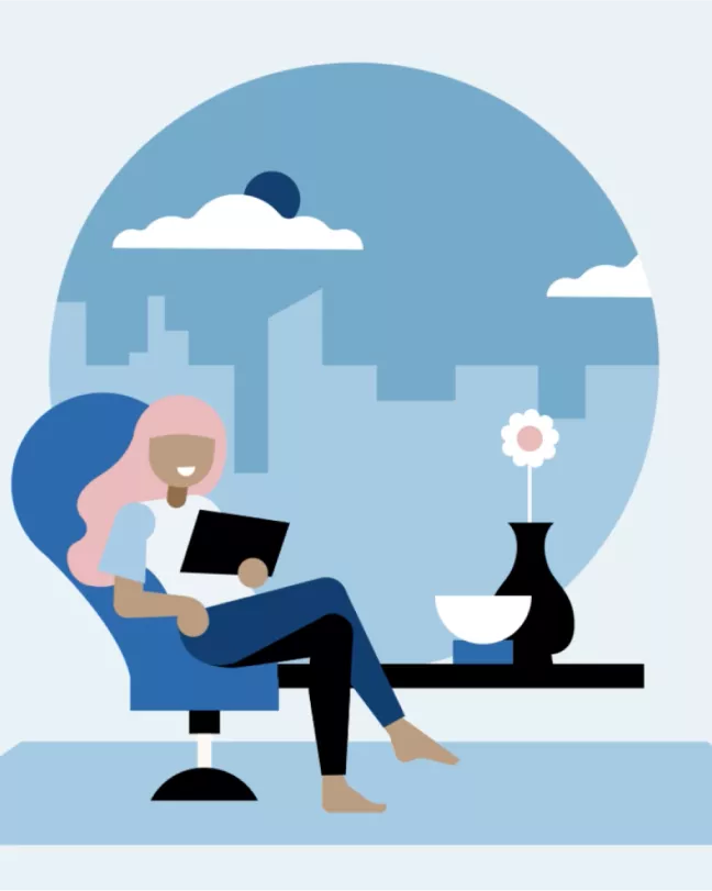 women sitting on chair vector