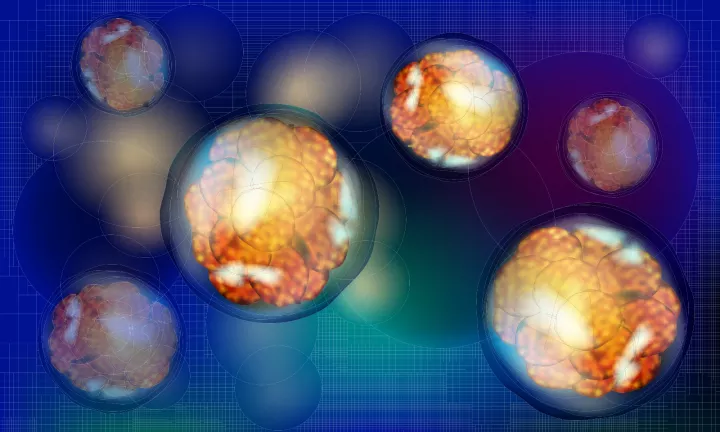 Stem cells isolated on a blue background