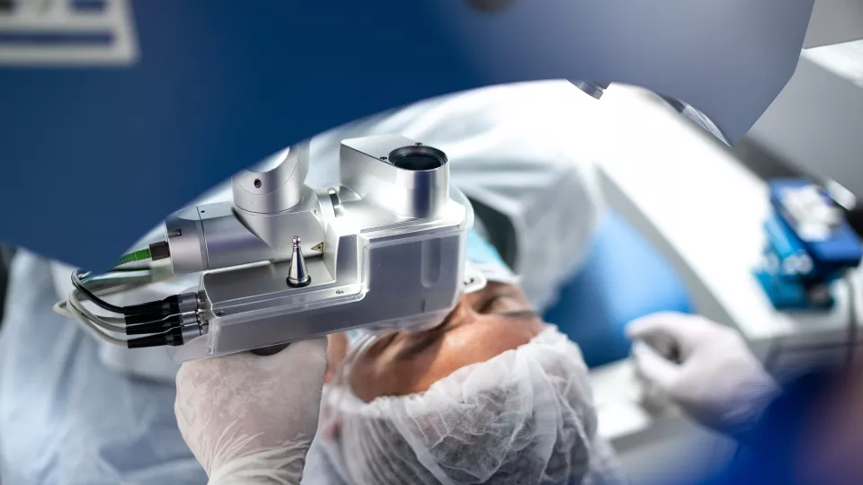 Patient on an eye surgery